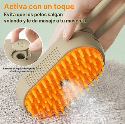 Cepillo de Vapor para Mascotas 3 en 1 – Cepillo Eléctrico con Spray para Gatos y Perros