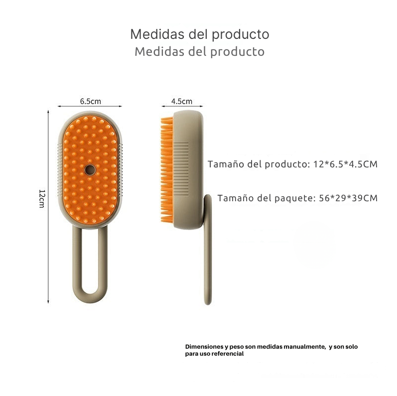 Cepillo de Vapor para Mascotas 3 en 1 – Cepillo Eléctrico con Spray para Gatos y Perros